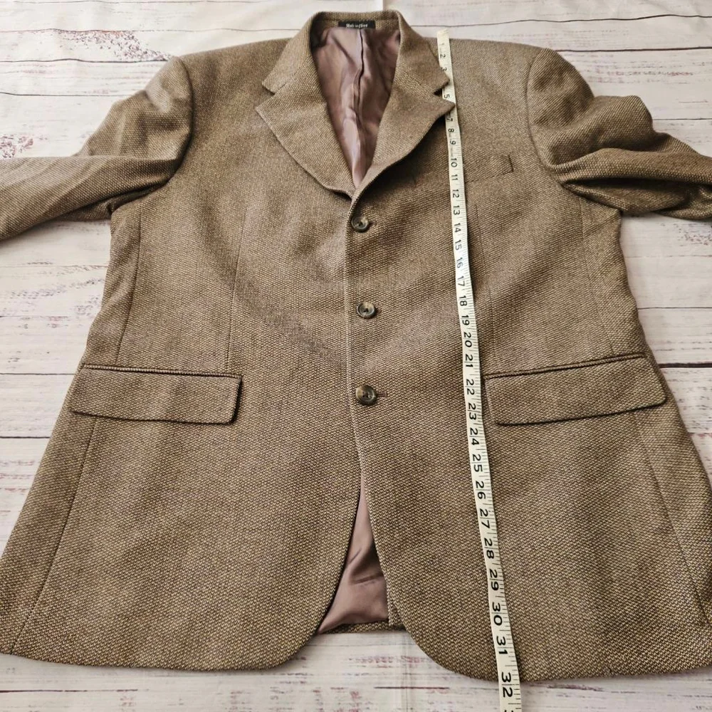 Vintage Lauren Ralph Lauren Lambswool Woven Brown Blazer Mens 44R